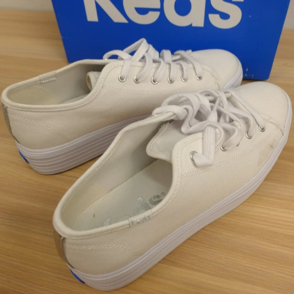 KEDS Platform Sneakers Womens 8 M White Y2K Sporty Prep Clean Girl Canvas Chunky